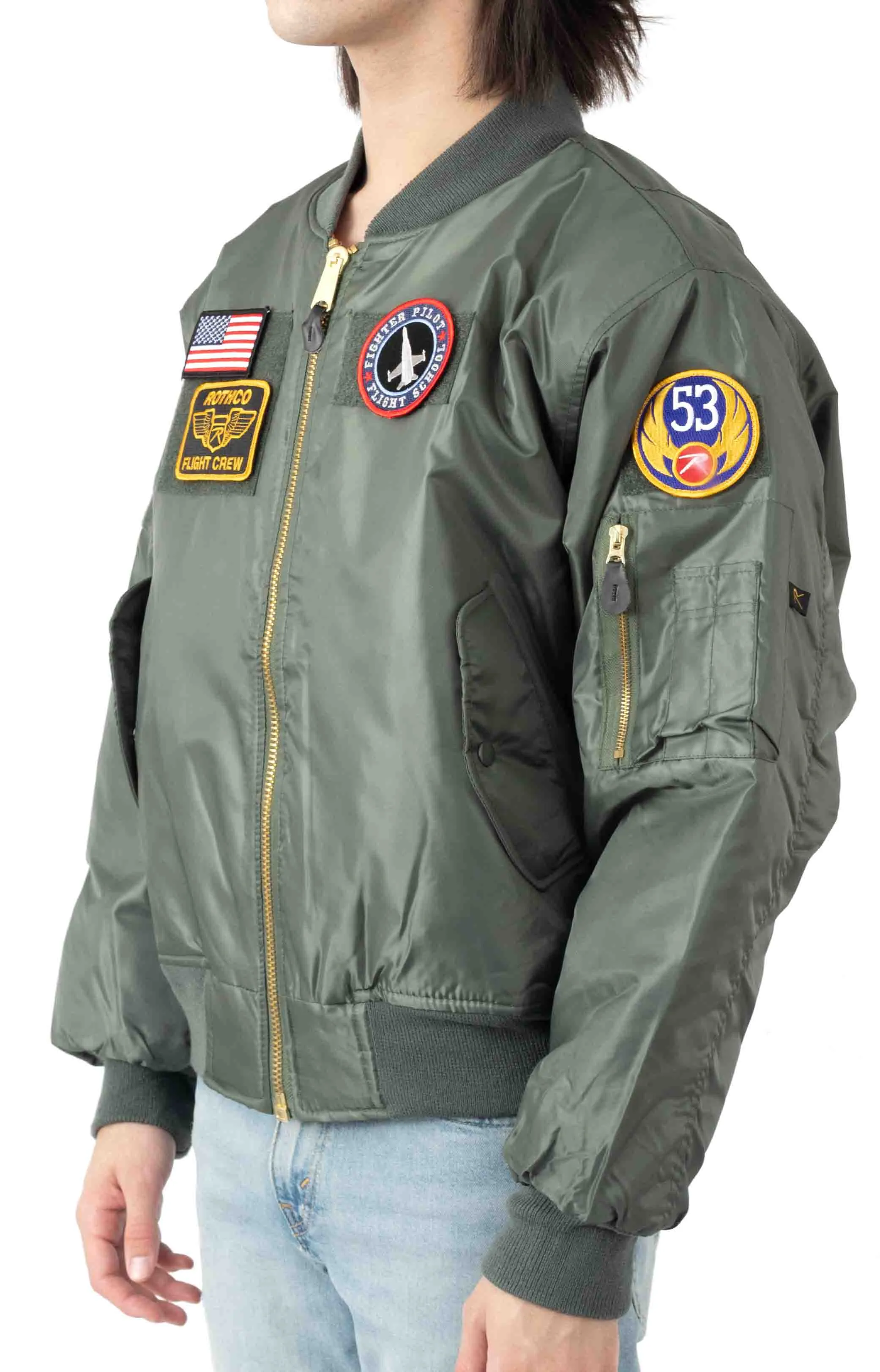 (7240) Rothco MA-1 Flight Jacket with Patches - Sage