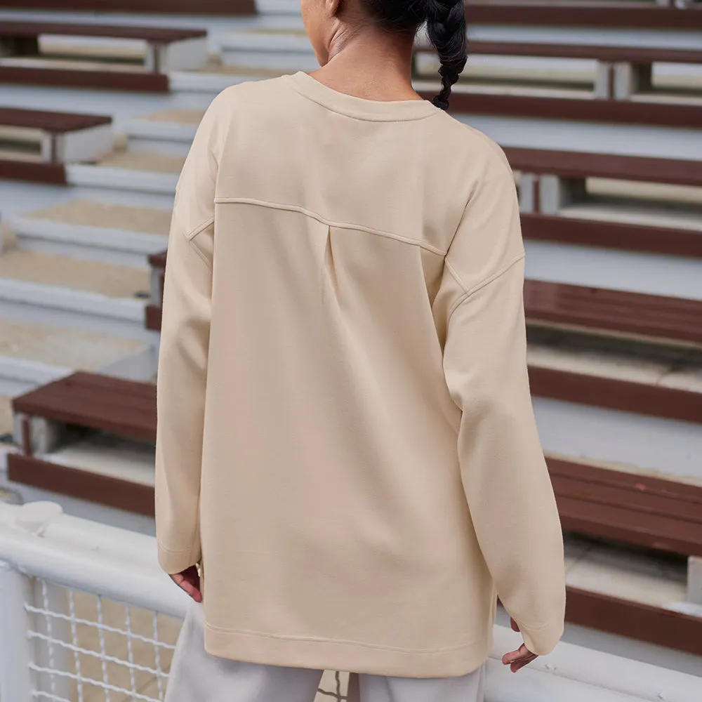 Back Pleated Sweatshirt - Beige