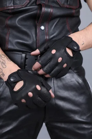 Black Leather Fingerless Gloves