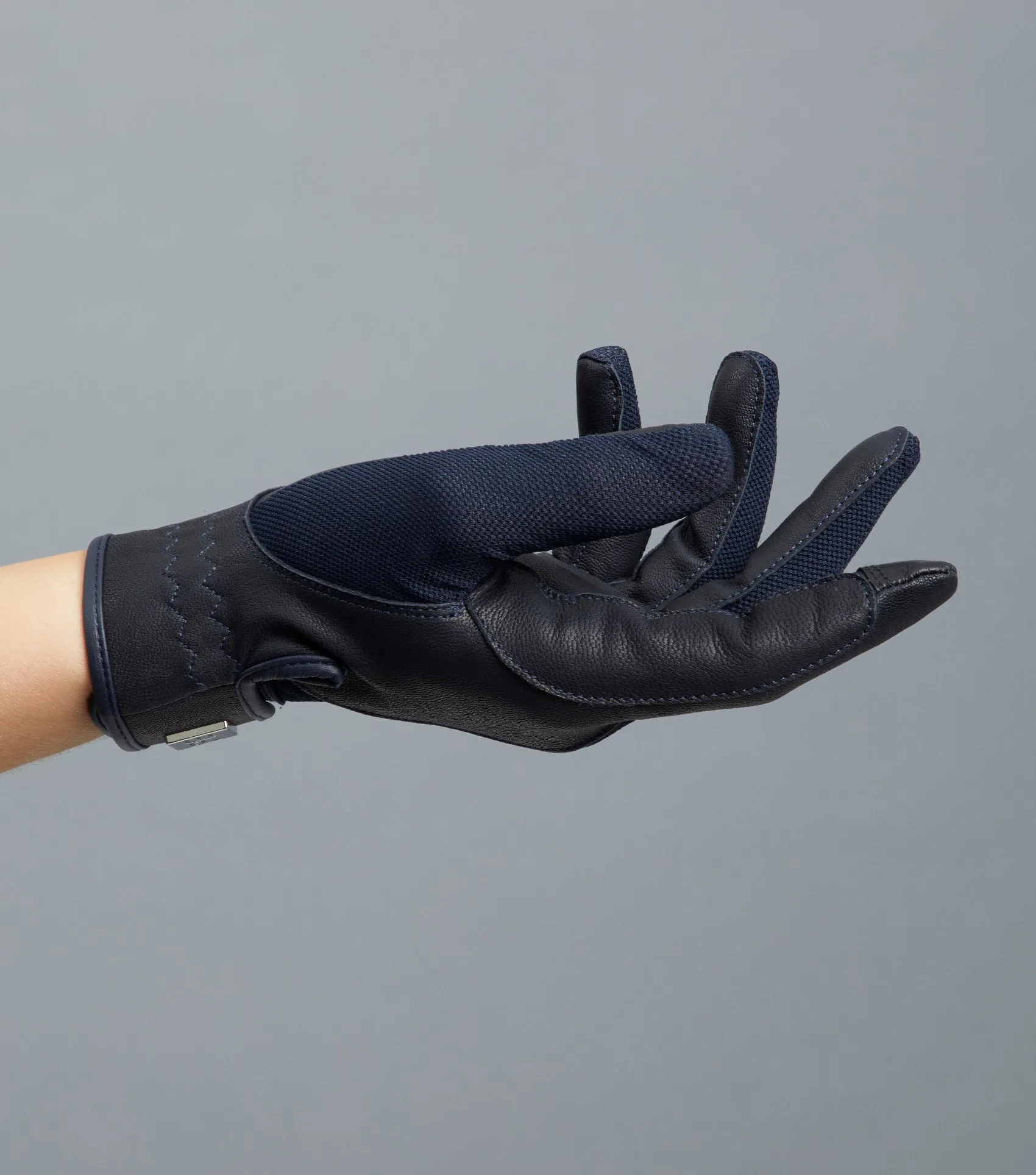 Bordoni Leather Mesh Riding Gloves Navy