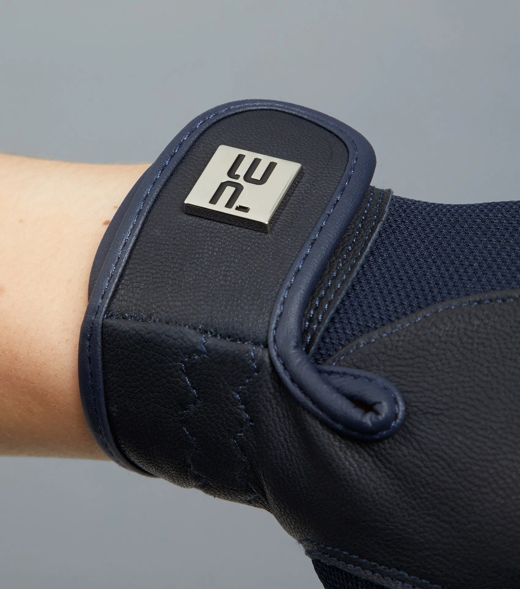 Bordoni Leather Mesh Riding Gloves Navy