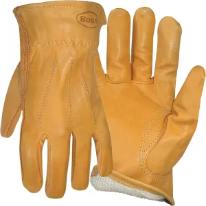 Boss 6133L Gloves, L, Keystone Thumb, Open, Shirred Elastic Back Cuff, Cowhide Leather, Gold :PR: QUANTITY: 1