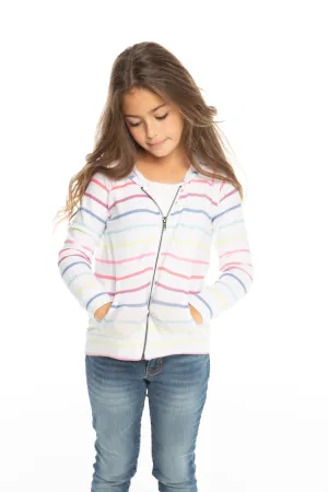 Chaser Rainbow Stripe Cozy Knit L/S Zip Up Hoodie