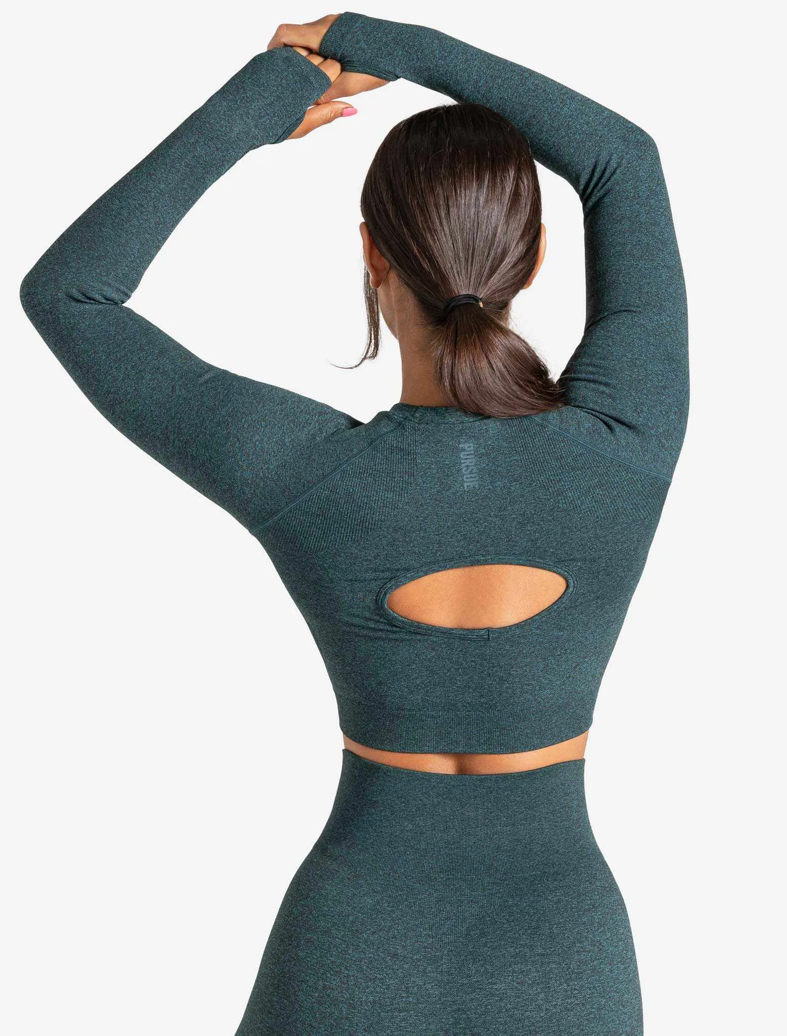 Core Seamless Long Sleeve Crop Top - Teal Marl