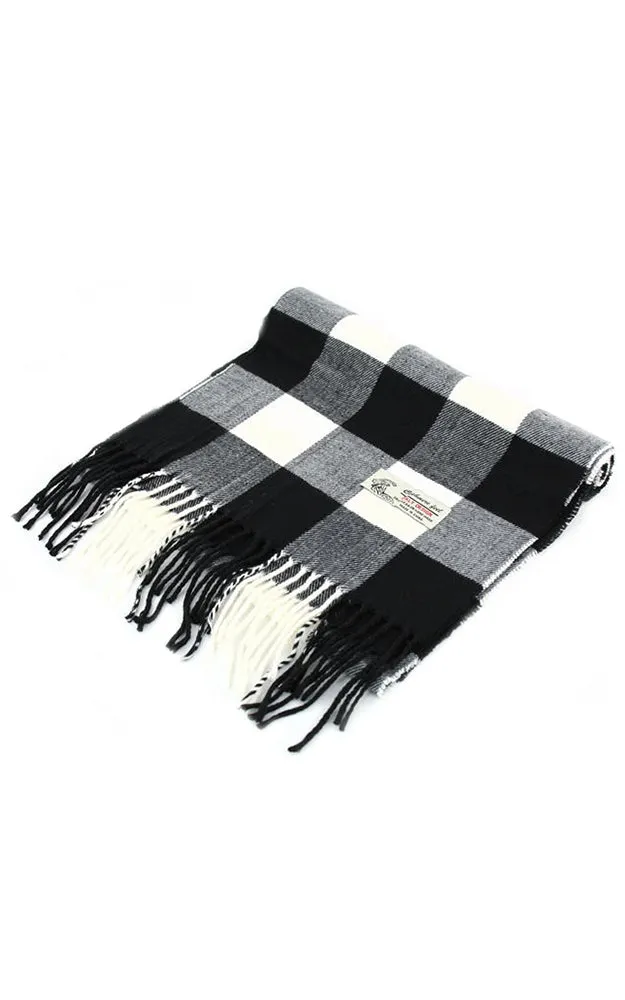 DBS012-4 Cashmere Feel scarves Checker Black & White 12pcs Pack