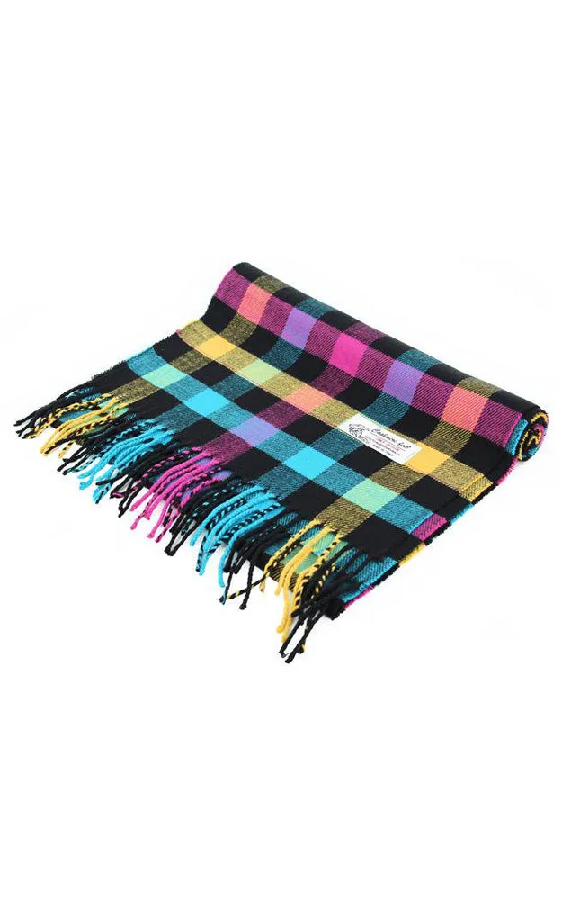 DBS03-4 Multi Blue Cashmere Feel Checker Scarves 12pcs Pack