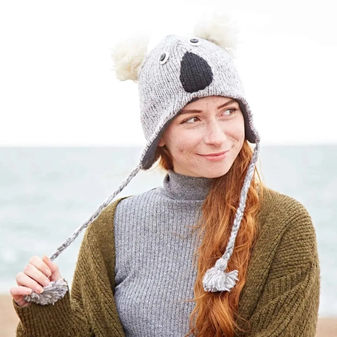 Grey Koala Woolen Animal Hat, Nepal