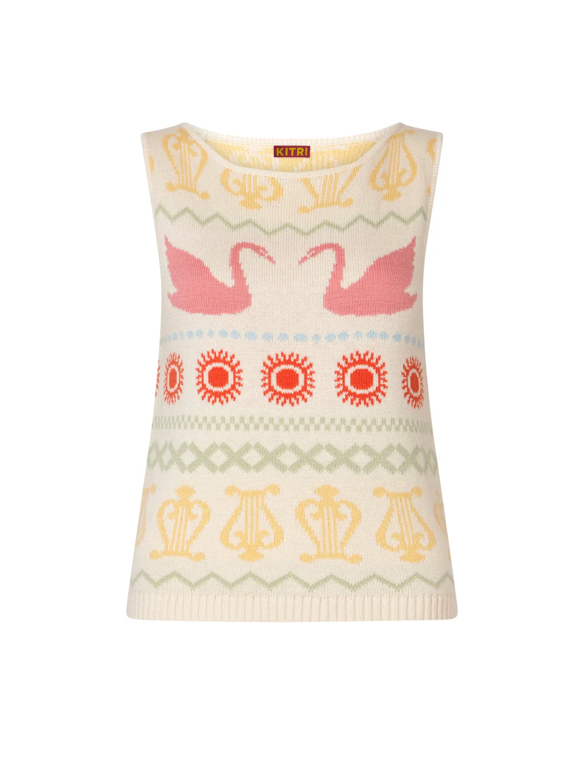 Hailey Ivory Swan Fairisle Knit Vest