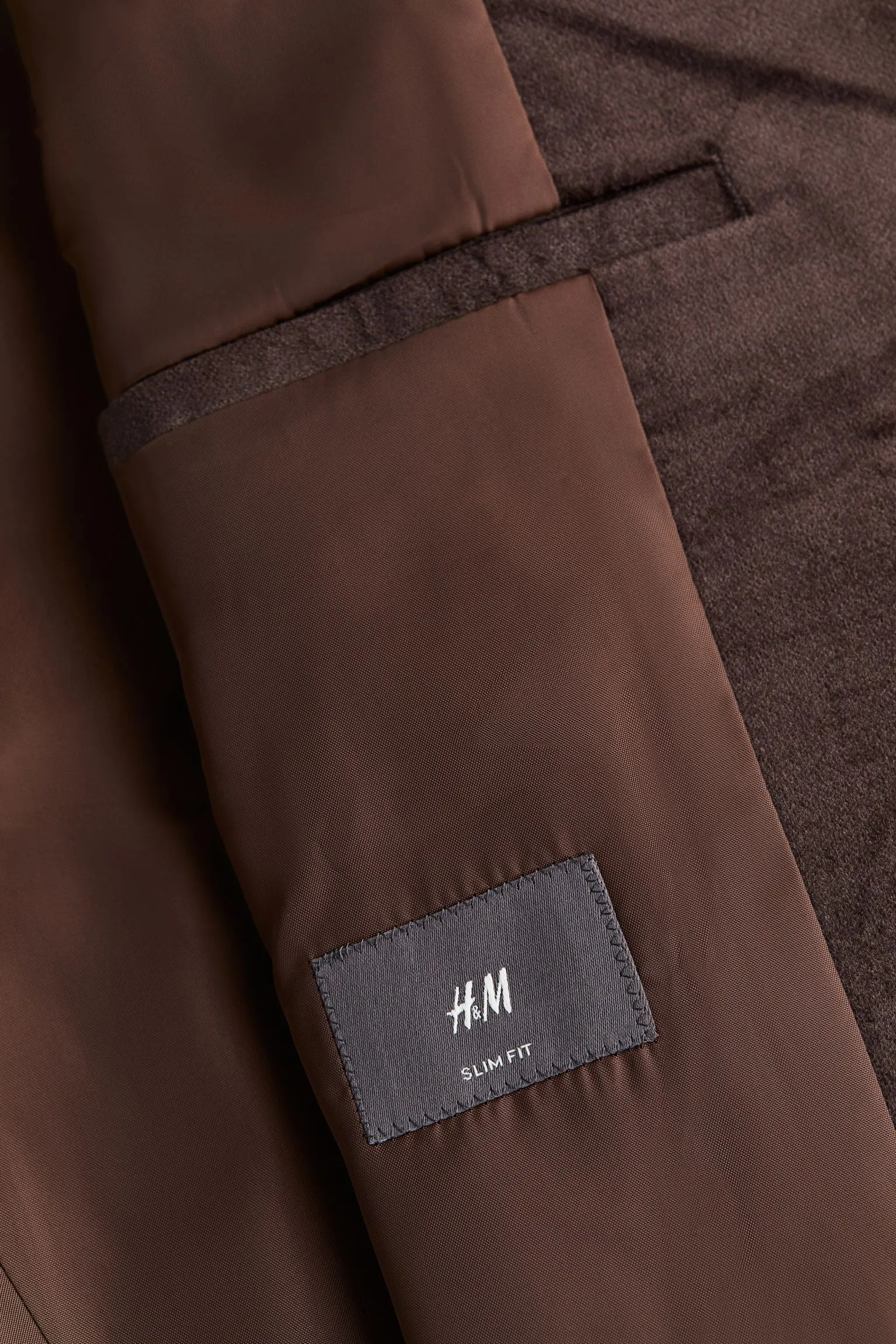 H&M Slim Fit Single-breasted corduroy jacket, dark brown