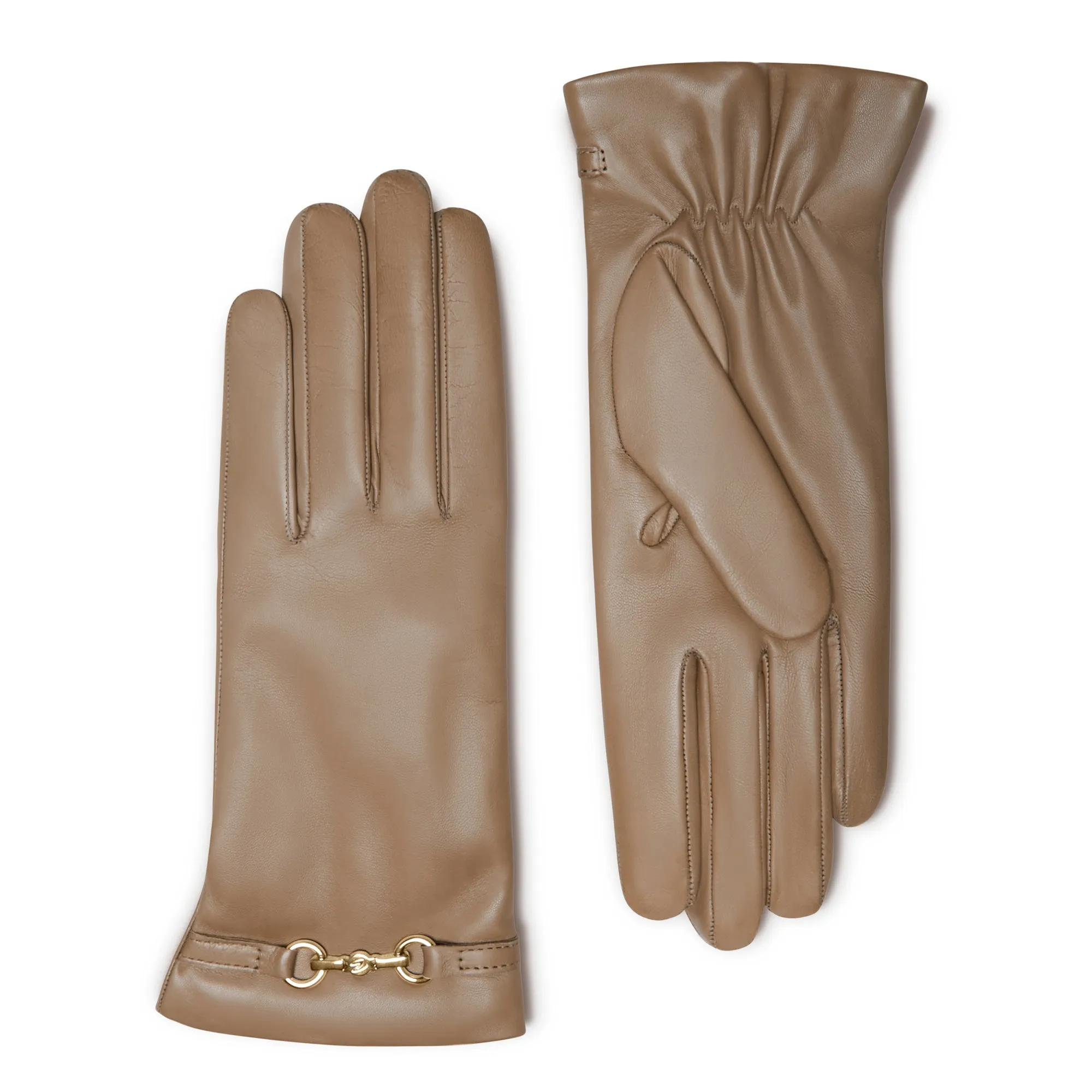 Honoré Marcelia taupe goatskin leather gloves