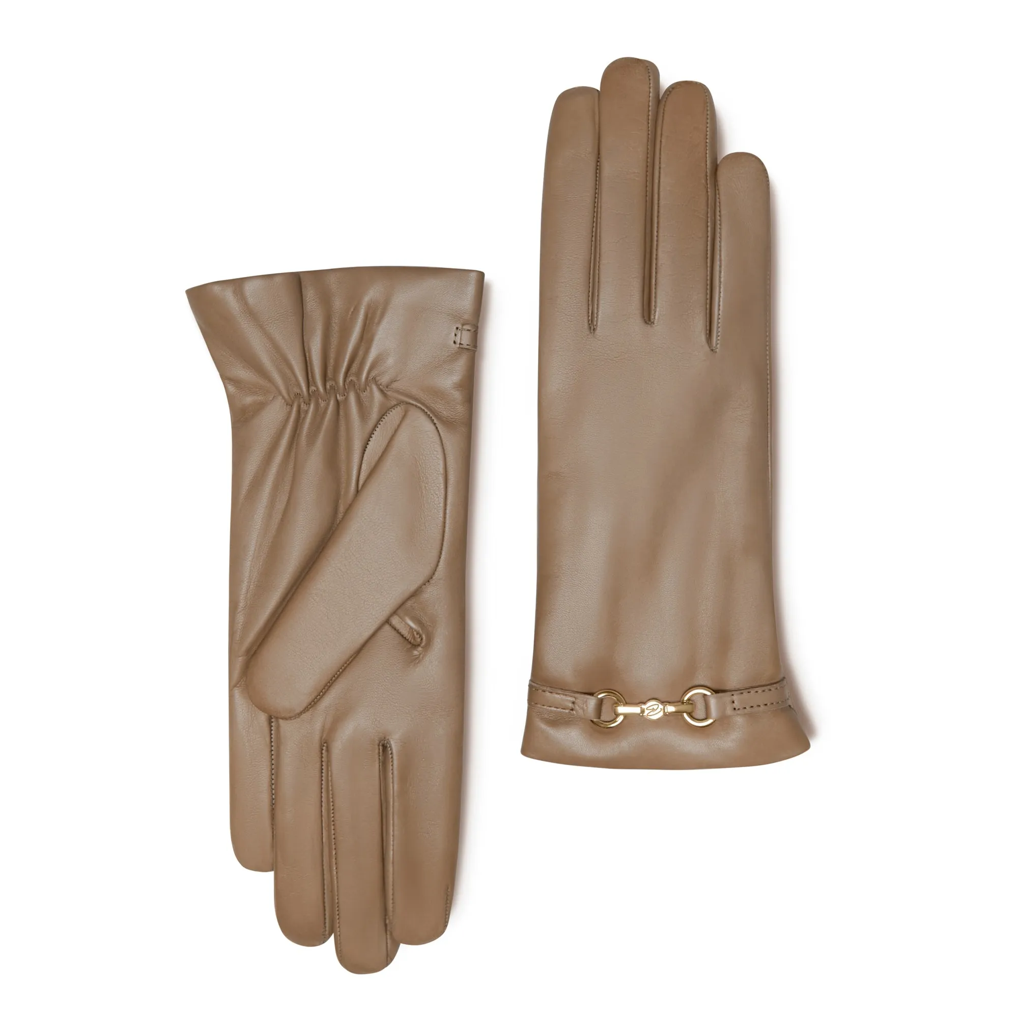 Honoré Marcelia taupe goatskin leather gloves