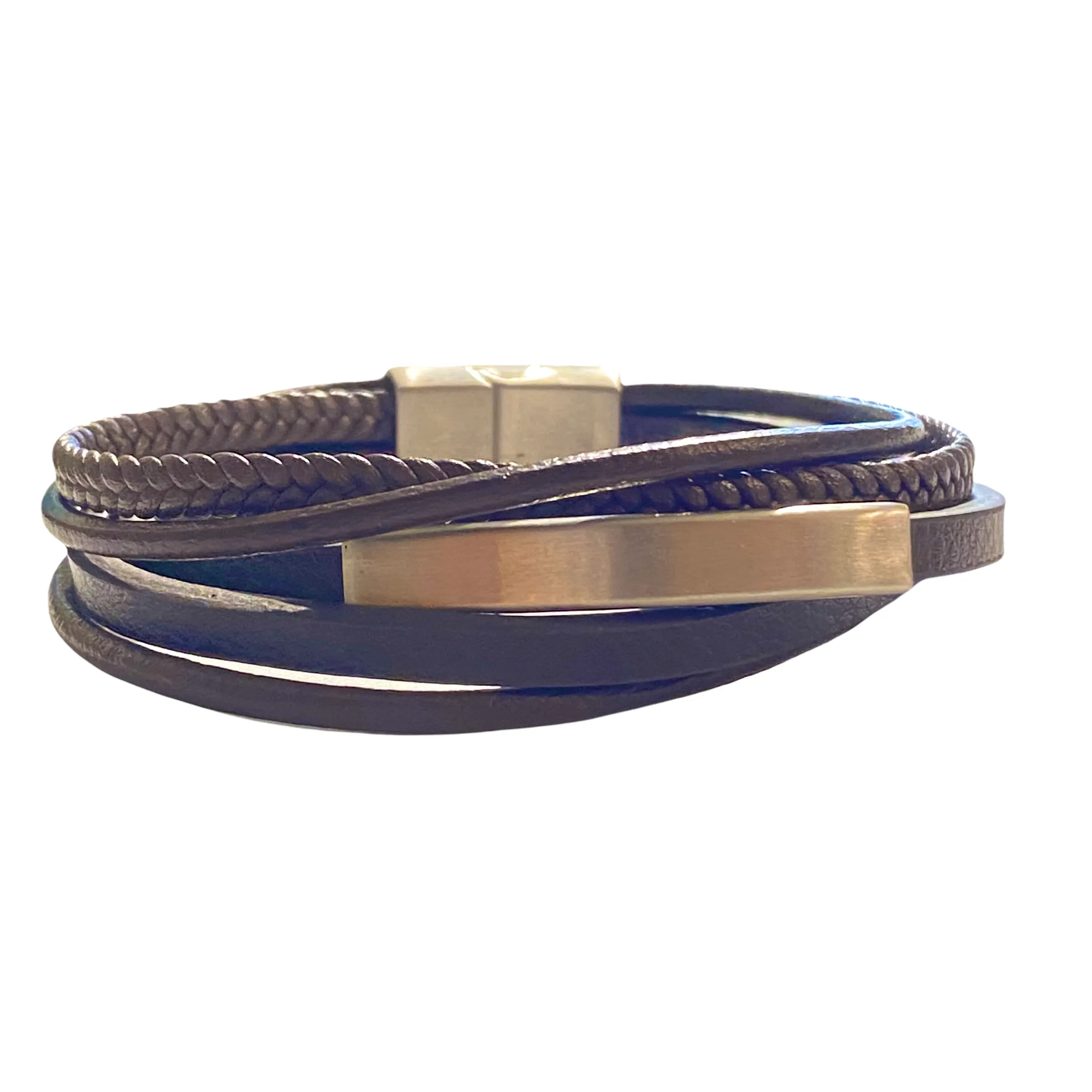 Joellery Leather Stacked Bar Bracelet