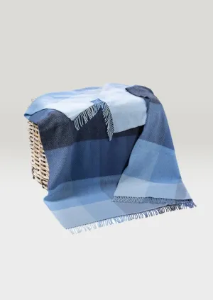 John Hanly Cashmere Merino Throw - Blue Mix Block