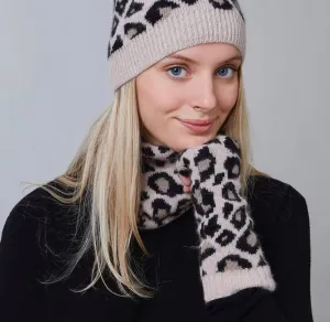 Leopard print cashmere beanie