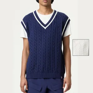 Mens Baseline Cable Knit Tennis Vest