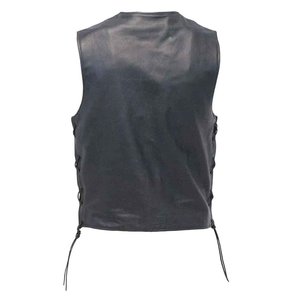 Mens Black Fitted Sheepskin Leather Vest