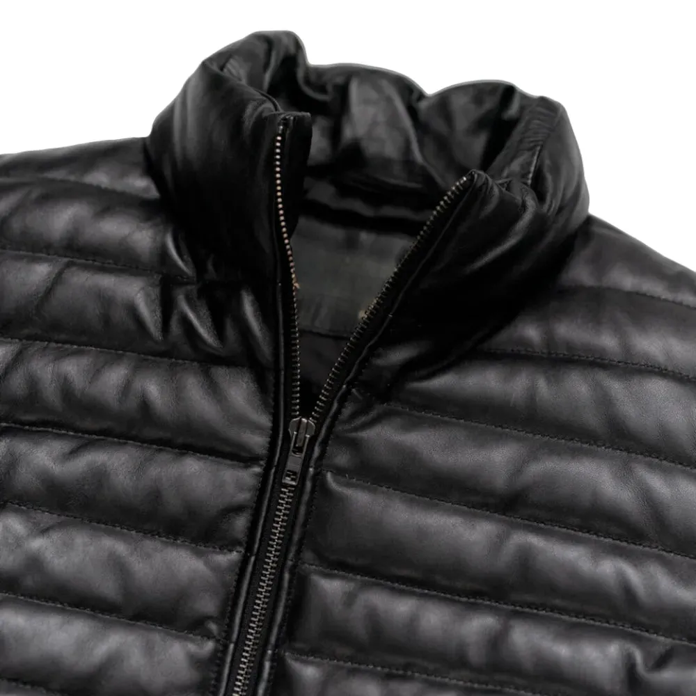 Mens Black Leather Padded Vest