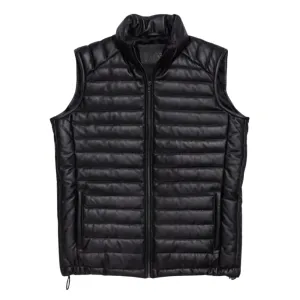 Mens Black Leather Padded Vest