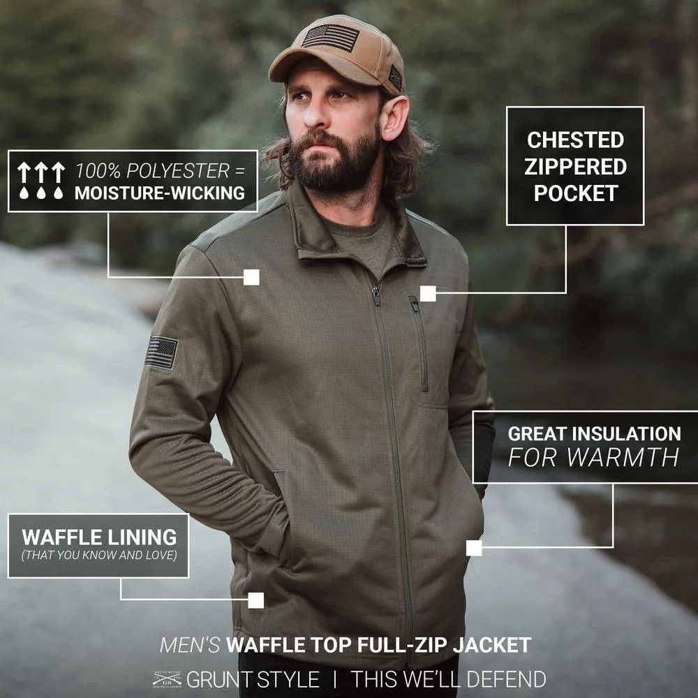 Men's Waffle Top Full-Zip Jacket - Military Green