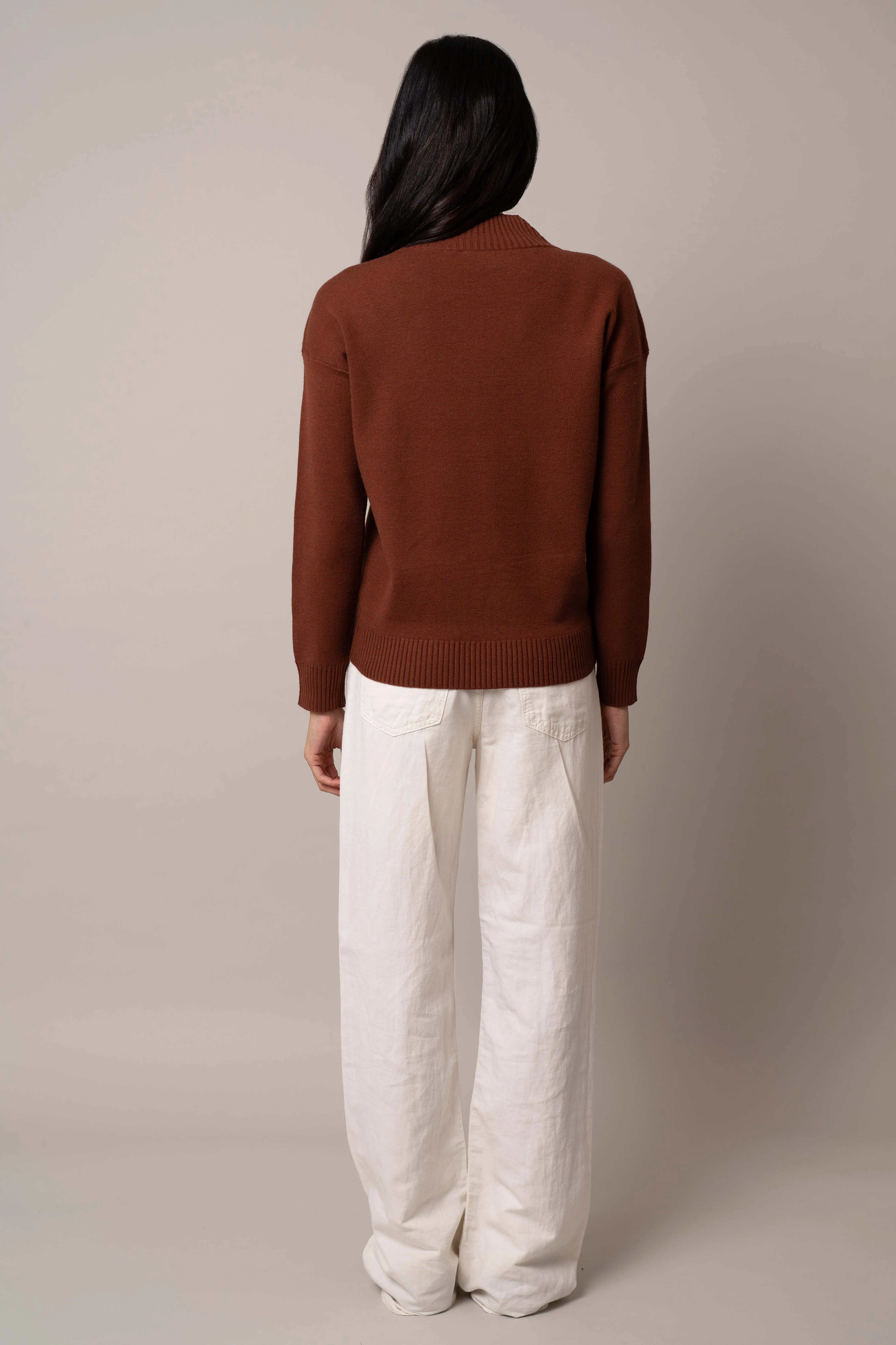 Mock Neck Pointelle Sweater