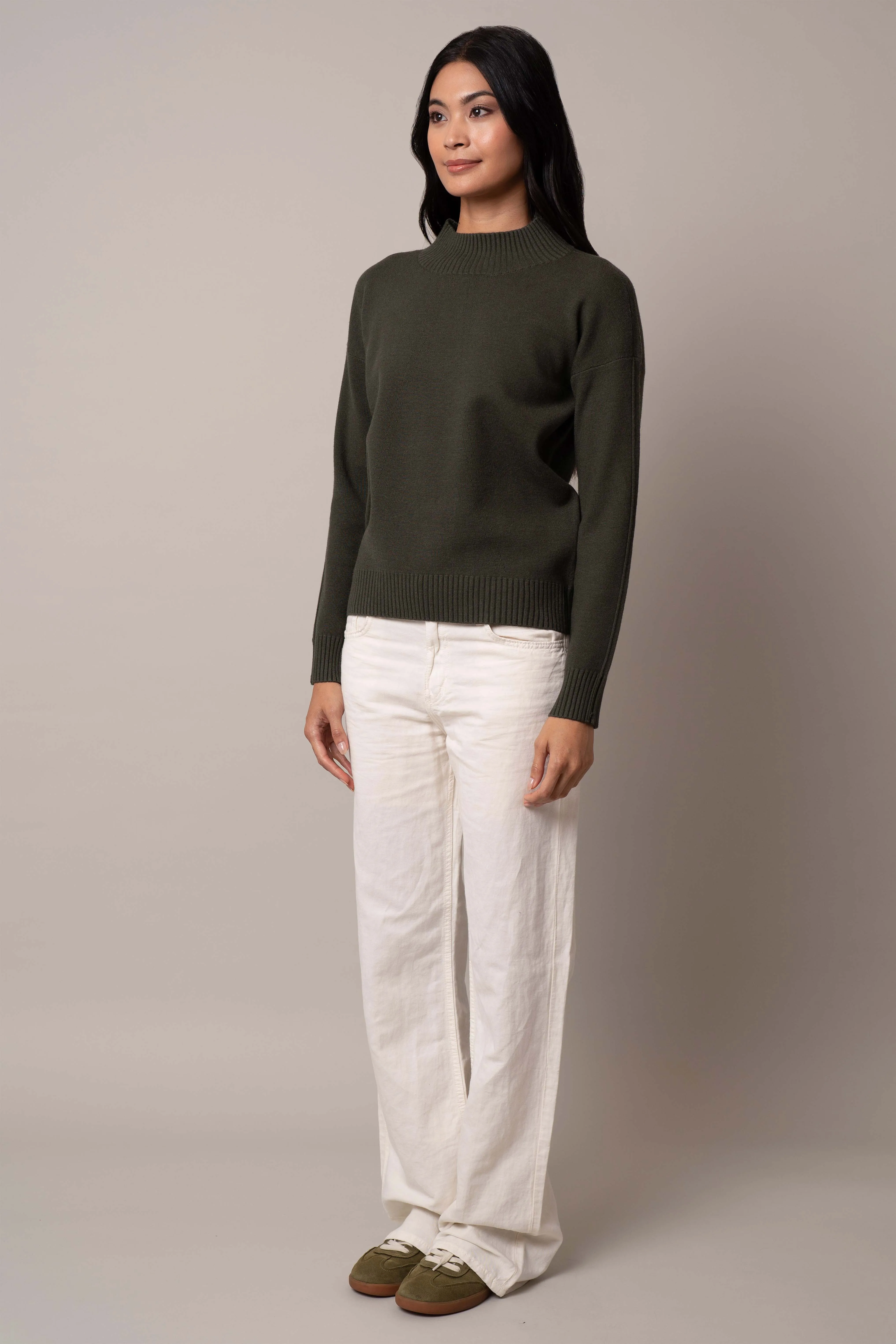 Mock Neck Pointelle Sweater