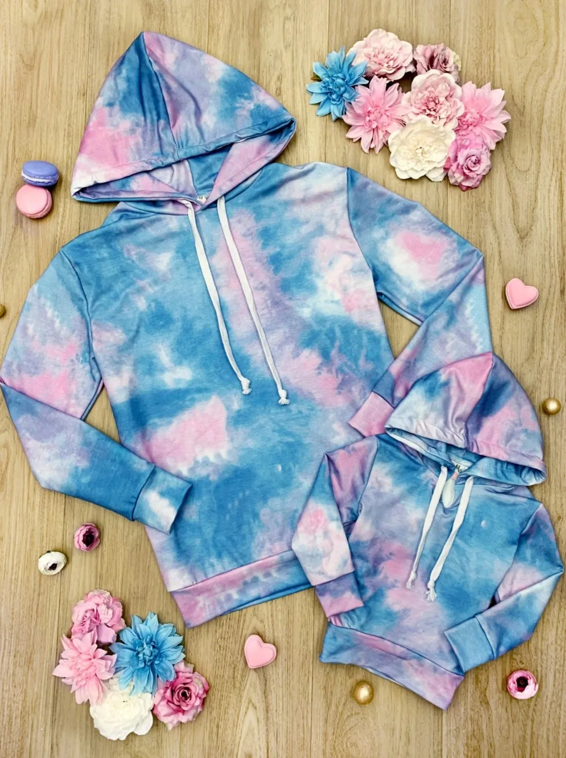 Mommy and Me Besties Tie Dye Hooded Top