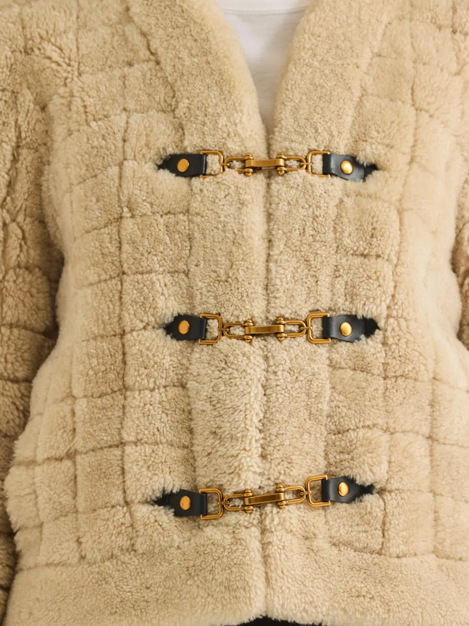 Quilted Stitch Shearling Jacket