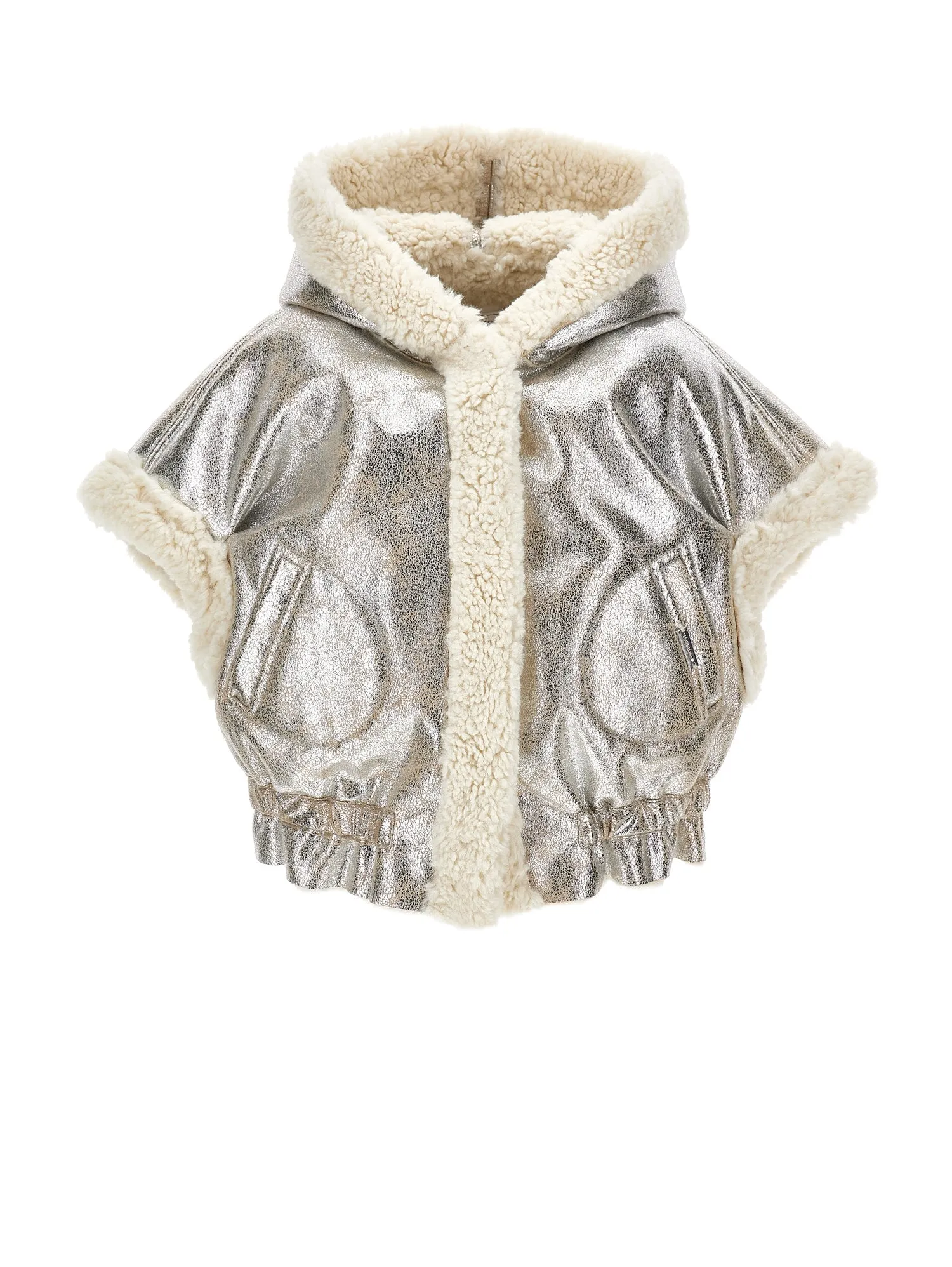 Silver Hooded Shearling Vest