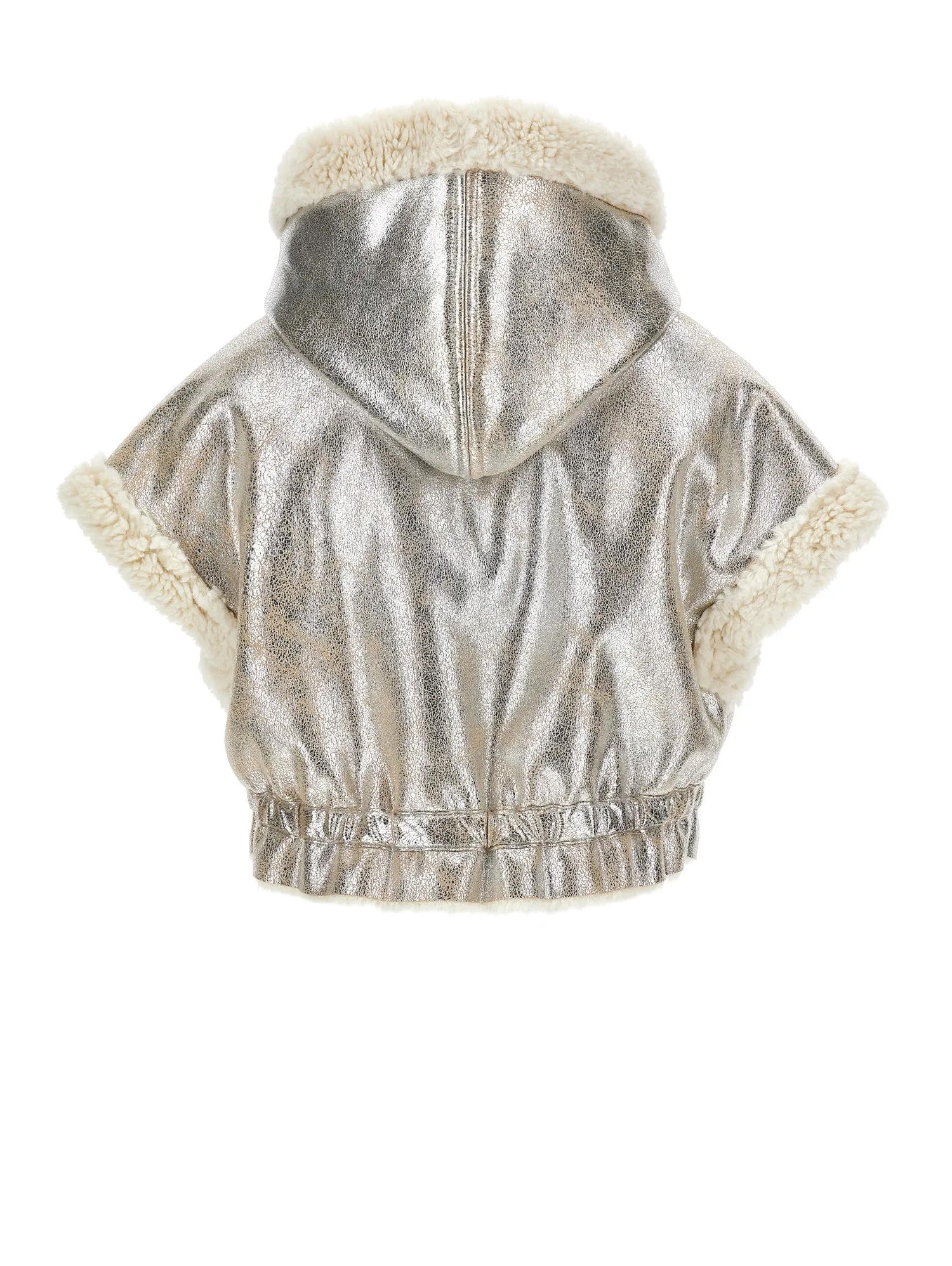 Silver Hooded Shearling Vest