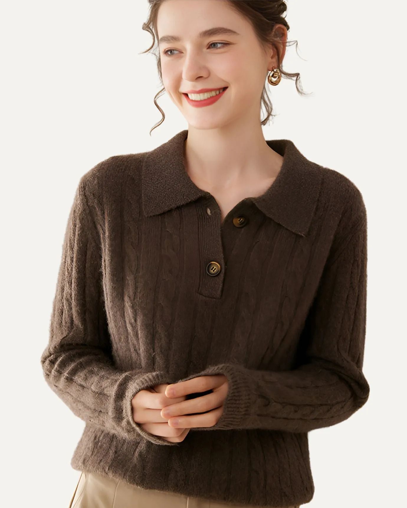 Sofia Cashmere Polo Long Sleeve