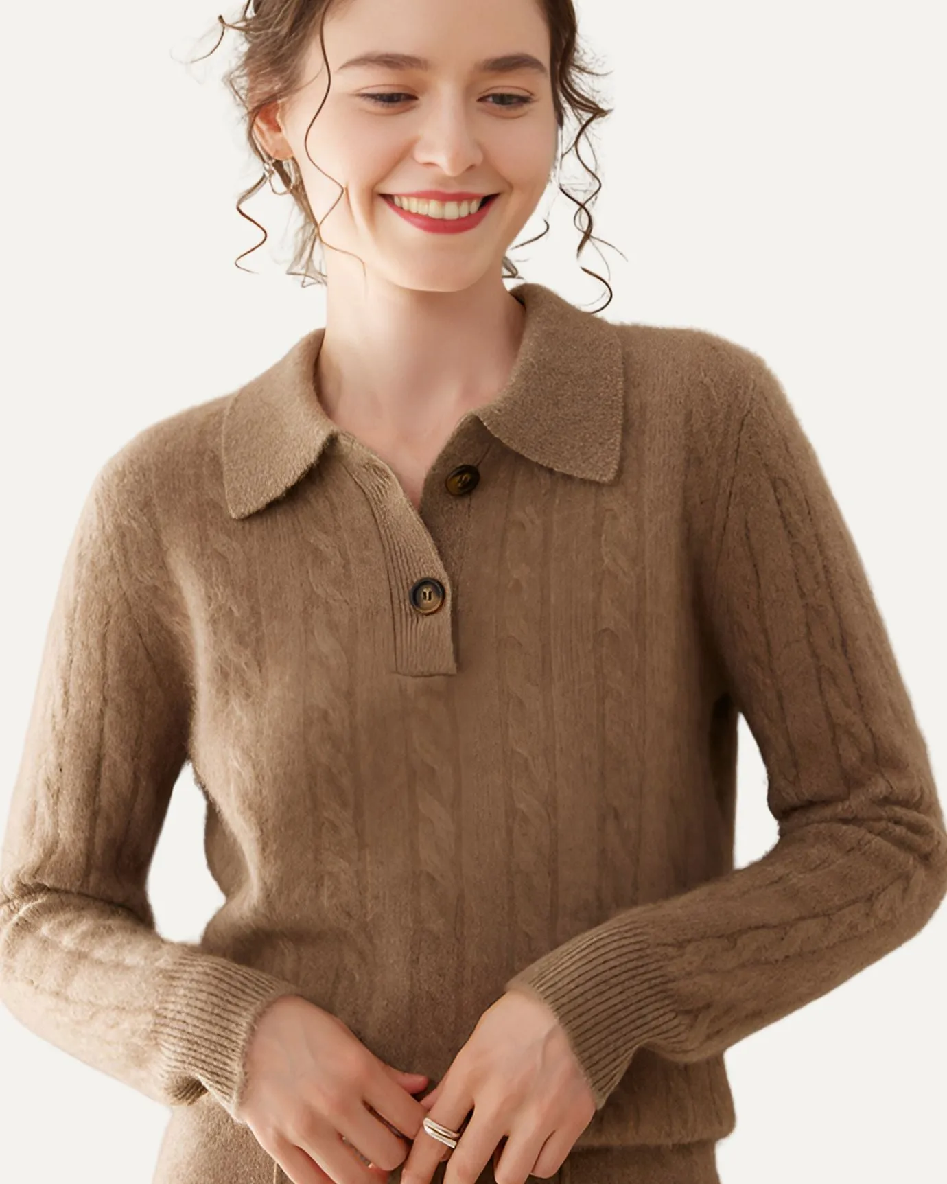 Sofia Cashmere Polo Long Sleeve