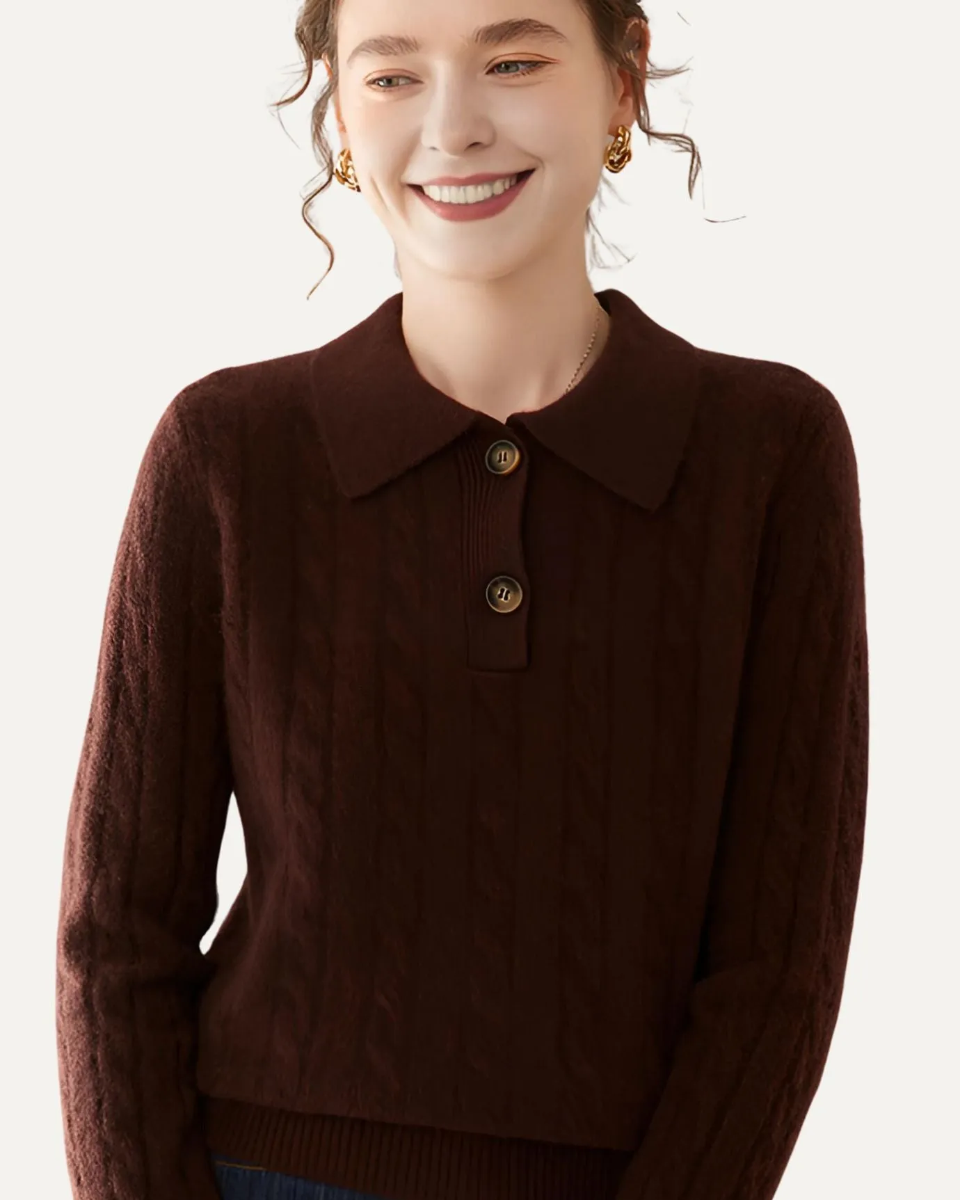 Sofia Cashmere Polo Long Sleeve