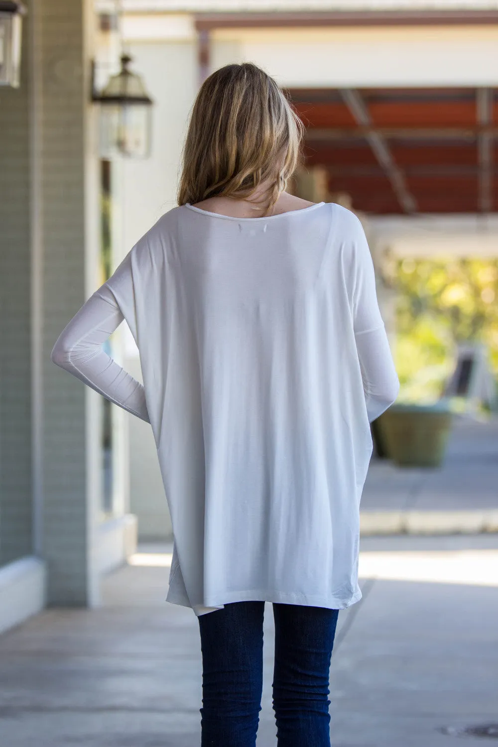 The Perfect Piko V-Neck Tunic Top-White