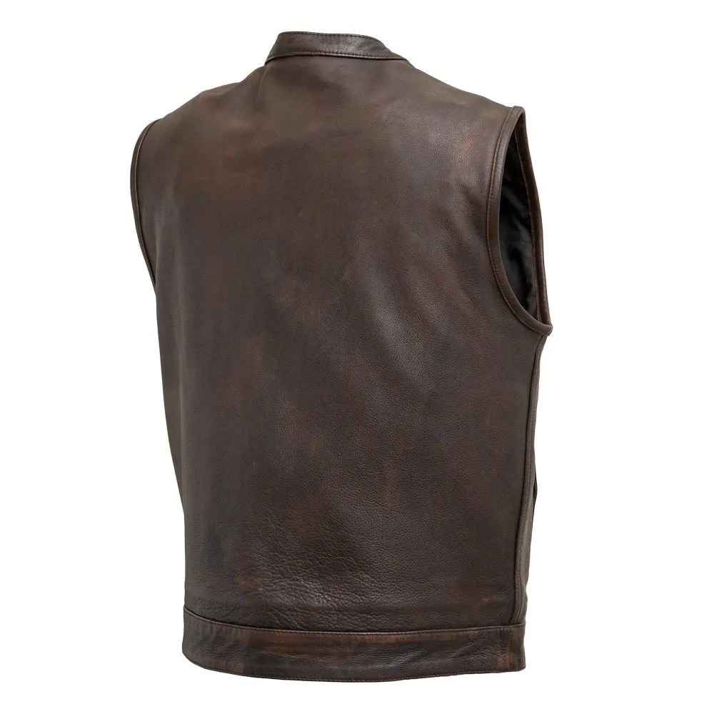 Top Rocker Men's Motorcycle Leather Vest