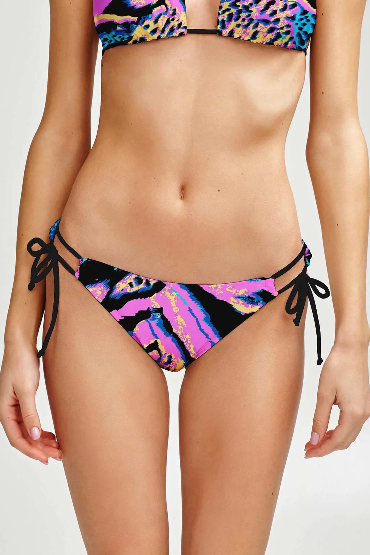 Trendsetter Sofia Blue & Pink Loop Tie Hipster Bikini Bottom - Women