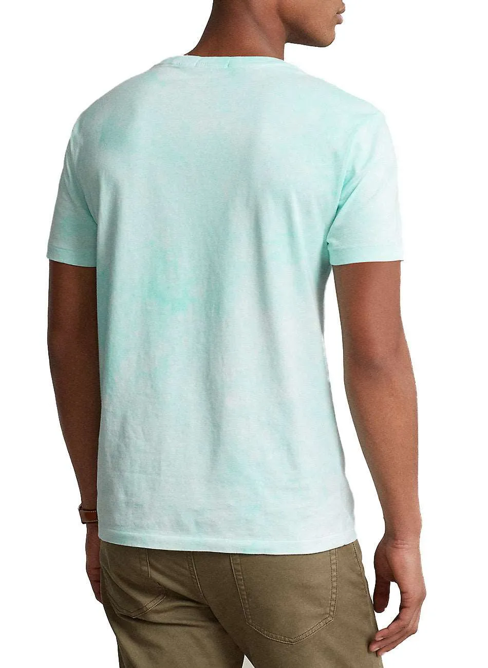 Turquoise Fishing Bear Graphic Jersey T-Shirt