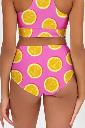 Tutti Frutti Cara Pink Lemon High-Waist Hipster Bikini Bottom - Women