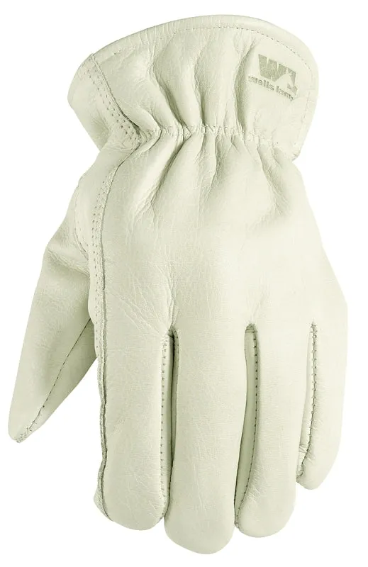 Wells Lamont 1171XL Work Gloves, Men's, XL, 10 to 10-1/2 in L, Keystone Thumb, Elastic Cuff, Cowhide Leather, White :PR: QUANTITY: 1