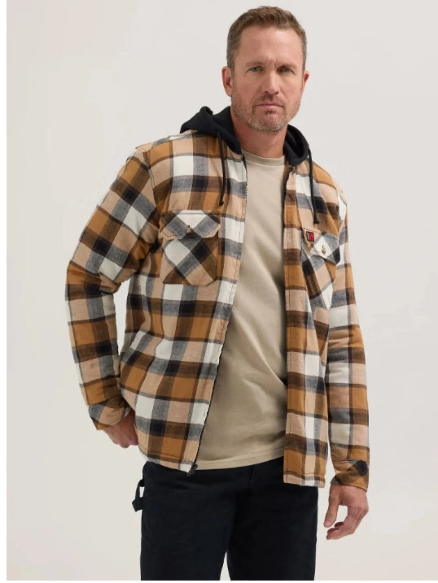 Wrangler RIGGS Men's Flannel Relaxed Fit Hooded Full-Zip Jacket