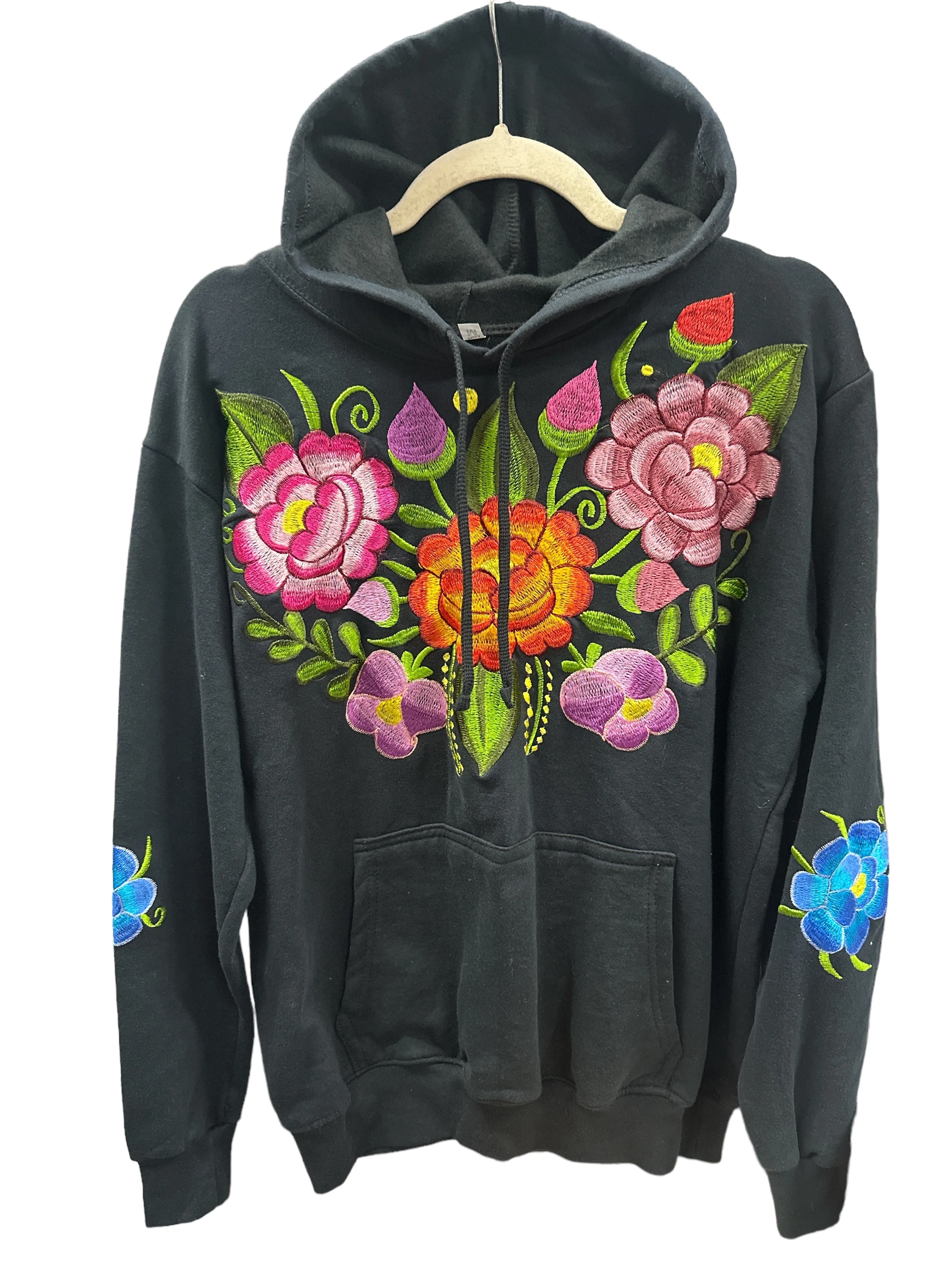 Zina Embroidered Hoodie Black