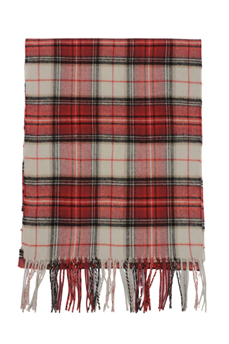 ZTW3055 - Burgundy Plaid Softer Than Cashmere Scarf 12" x 72"